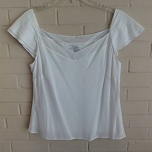 White Ann Taylor Loft Blouse Top size Large